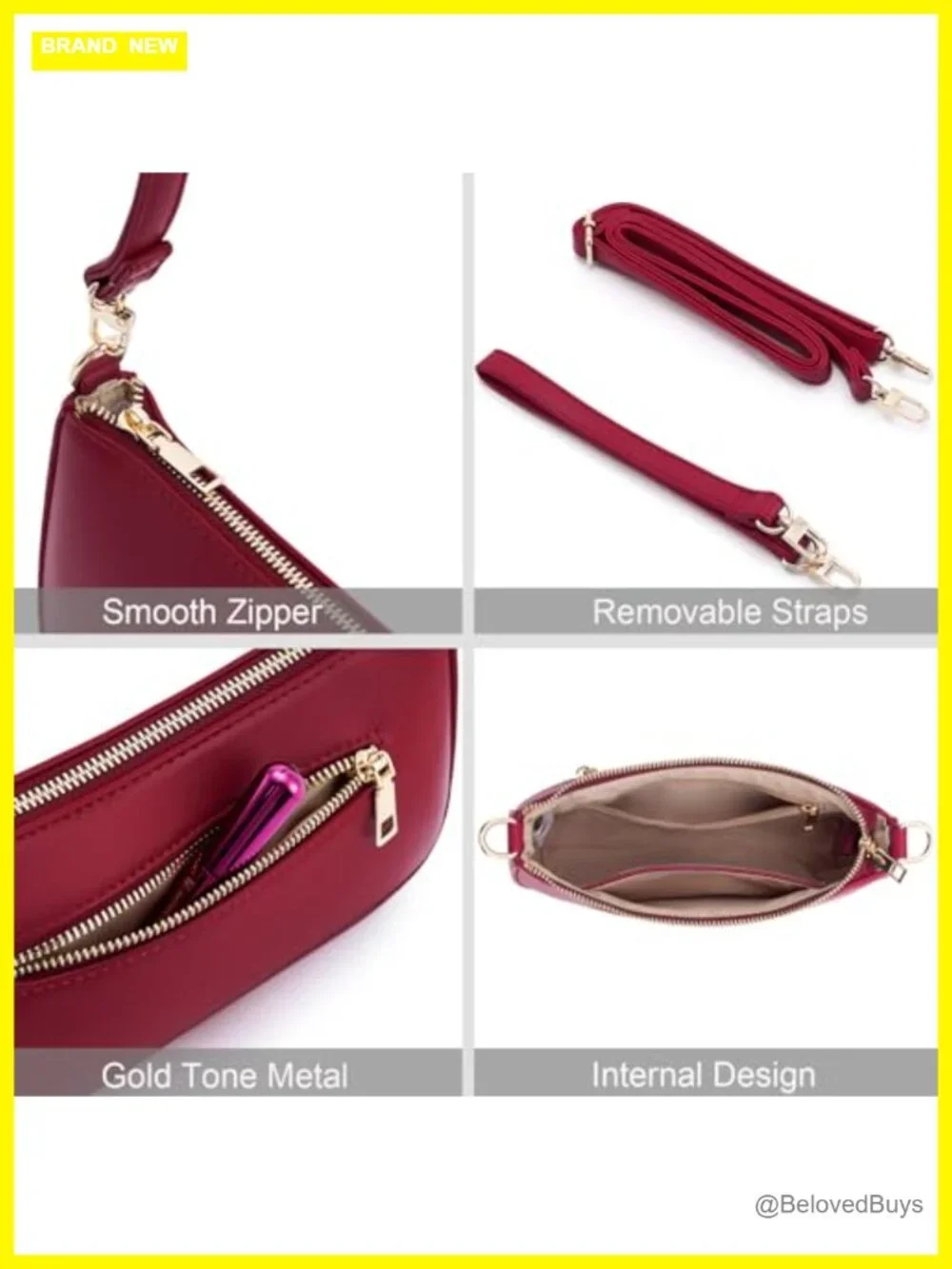Retro Vegan Leather Hobo Shoulder Bag with Zipper Closure
